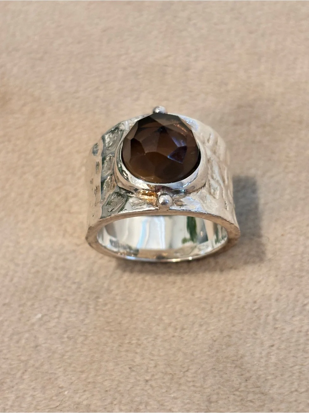 Designer 925 Sterling Sterling Silver Smokey Quartz Ring - Size 6